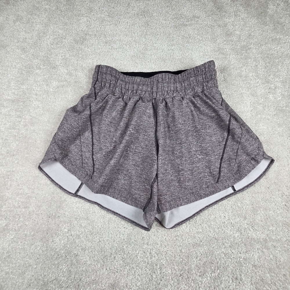 Lululemon Track That Short Womens 6 Grey High Rise Brief Lined Stretch Running